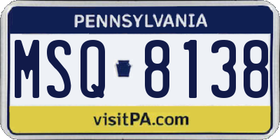 PA license plate MSQ8138