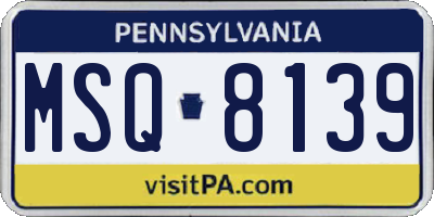 PA license plate MSQ8139