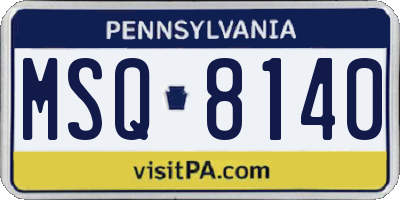 PA license plate MSQ8140