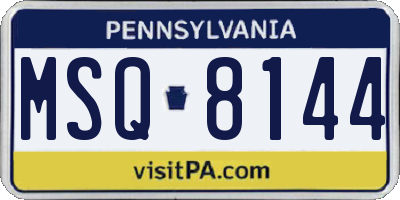 PA license plate MSQ8144