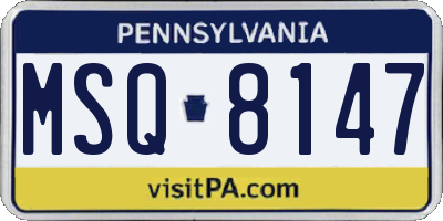 PA license plate MSQ8147