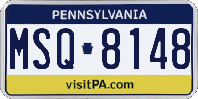 PA license plate MSQ8148