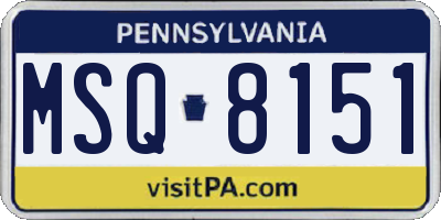 PA license plate MSQ8151