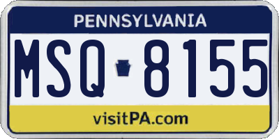 PA license plate MSQ8155
