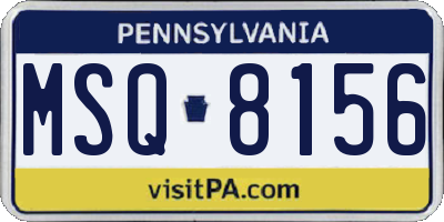 PA license plate MSQ8156