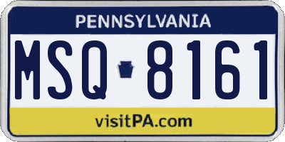 PA license plate MSQ8161
