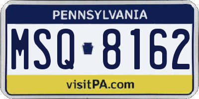 PA license plate MSQ8162