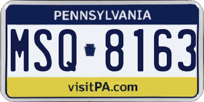 PA license plate MSQ8163