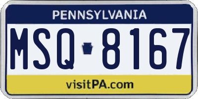 PA license plate MSQ8167