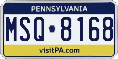 PA license plate MSQ8168