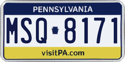 PA license plate MSQ8171
