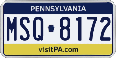 PA license plate MSQ8172