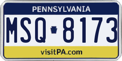 PA license plate MSQ8173