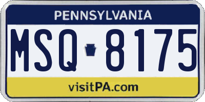 PA license plate MSQ8175