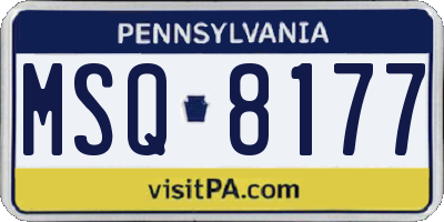 PA license plate MSQ8177