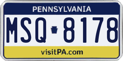 PA license plate MSQ8178