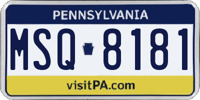 PA license plate MSQ8181