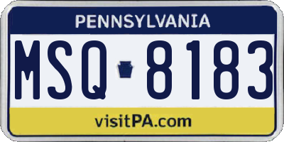 PA license plate MSQ8183