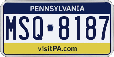 PA license plate MSQ8187