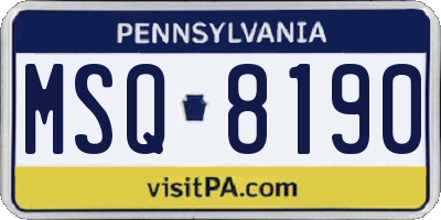 PA license plate MSQ8190
