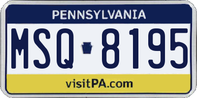 PA license plate MSQ8195