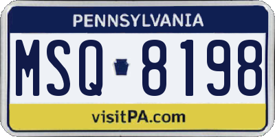 PA license plate MSQ8198