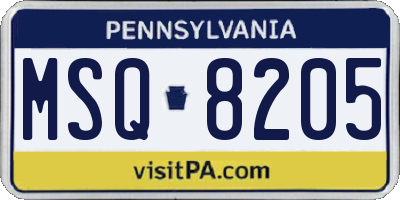 PA license plate MSQ8205