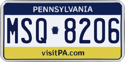 PA license plate MSQ8206