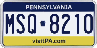 PA license plate MSQ8210
