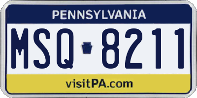 PA license plate MSQ8211