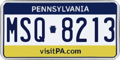 PA license plate MSQ8213
