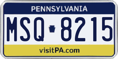 PA license plate MSQ8215