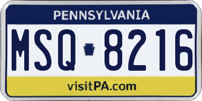 PA license plate MSQ8216