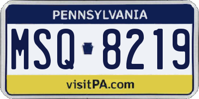 PA license plate MSQ8219