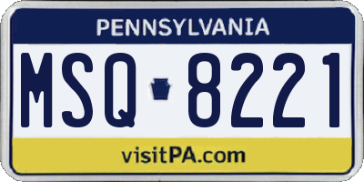 PA license plate MSQ8221
