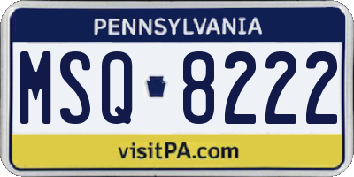 PA license plate MSQ8222