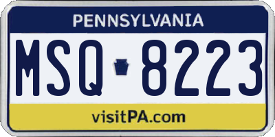 PA license plate MSQ8223