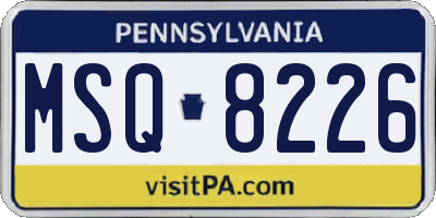 PA license plate MSQ8226