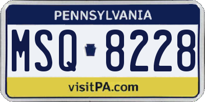PA license plate MSQ8228
