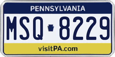 PA license plate MSQ8229