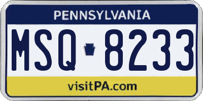 PA license plate MSQ8233