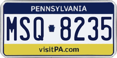 PA license plate MSQ8235