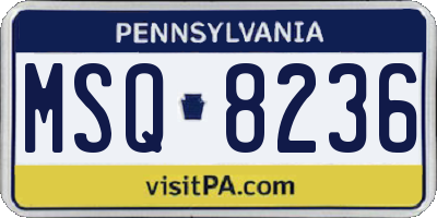 PA license plate MSQ8236