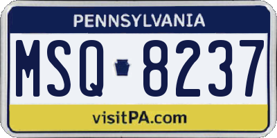PA license plate MSQ8237