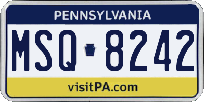 PA license plate MSQ8242