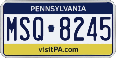 PA license plate MSQ8245