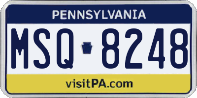 PA license plate MSQ8248