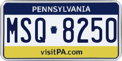 PA license plate MSQ8250