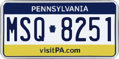 PA license plate MSQ8251