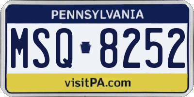 PA license plate MSQ8252